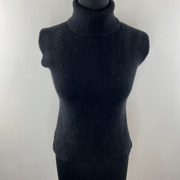 EVERLANE Wool Black Sweater Side Slit Turtleneck Short Sleeve Size X-Small XS - Picture 2 of 7